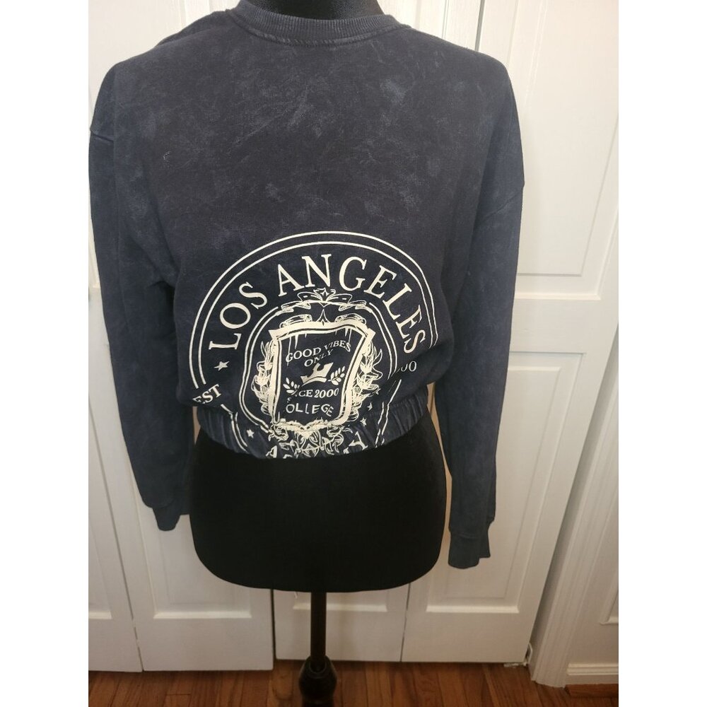Rue 21 Black Tie Dye Los Angeles Cropped Sweatshirt M Streetwear Sporty Active